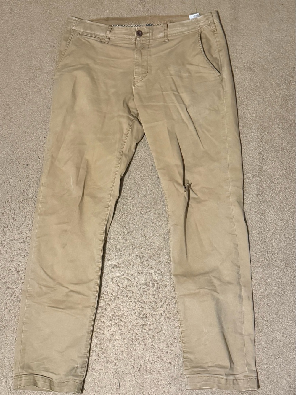 American Eagle Flex Original Straight Lived in Khaki Pants Toasted Almond 32x34
